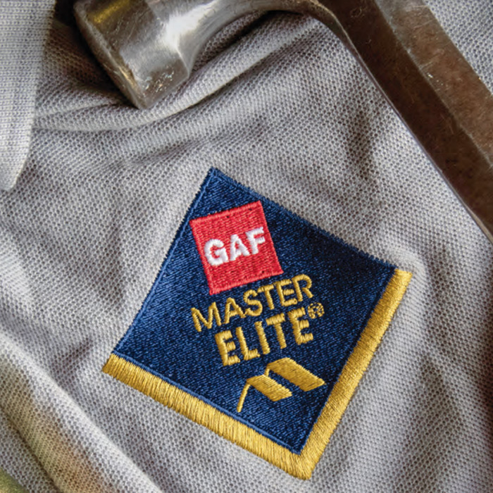 gaf master elite logo embeded on t shirt lansing mi